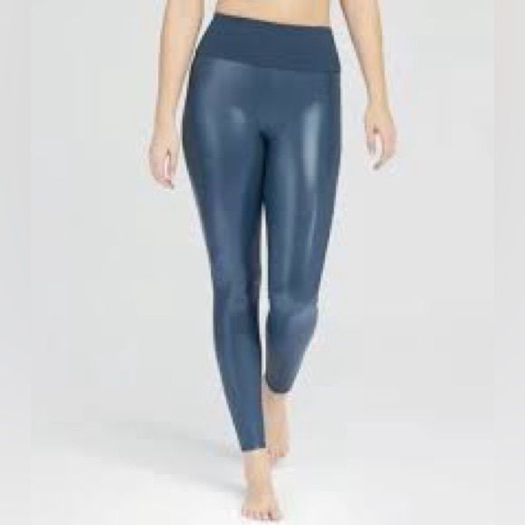 Assets by Spanx Blue Faux Leather Leggings - Picture 7 of 7